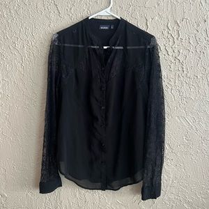 ❤️ Lace Arm Long Sleeve Mandarin Collar Blouse by Tildon